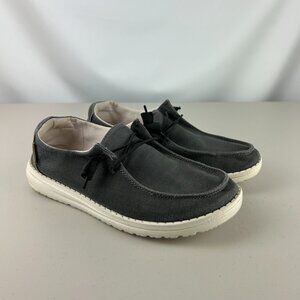 Women's Wendy Hey Dude Chambray Off Black Slip On Loafer Boat Shoe sz 6